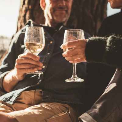 carousel men with wine